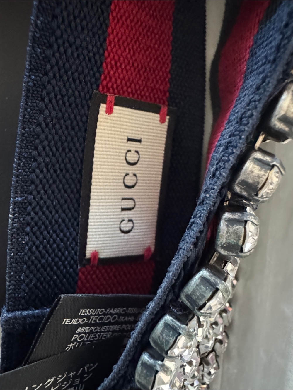 Gucci navy & red  Crystal-Embellished Stretch headband.. - Picture 4 of 14